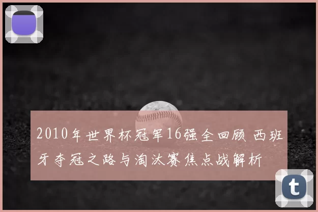 2010年世界杯冠军16强全回顾 西班牙夺冠之路与淘汰赛焦点战解析